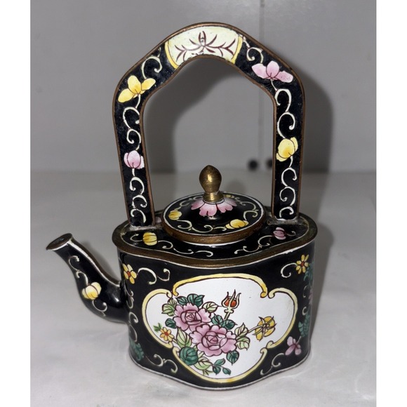 Other - Vintage Kelvin Chen Mini Enamel Teapot Oriental Eastern Cherry‎ Blossoms